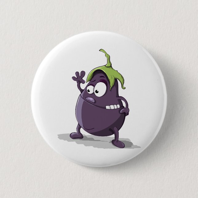 Eggplant purple vegetable eyes 2 inch round button (Front)