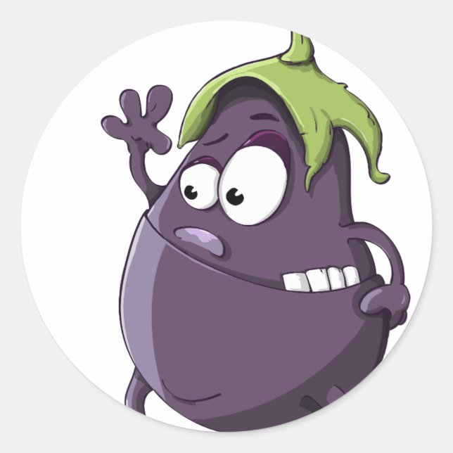 Eggplant purple vegetable eyes classic round sticker (Front)