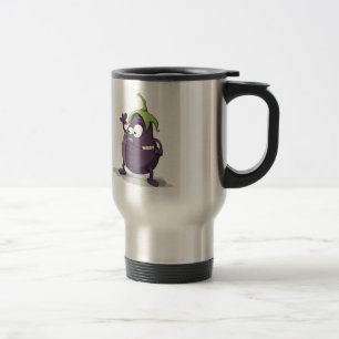 Eggplant purple vegetable eyes travel mug