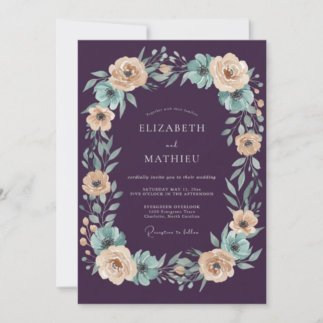 Eggplant Radiant Autumn Wedding Invitation (Front)
