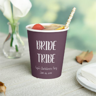 Eggplant Simple Colour Wedding Bride Tribe Paper Cups