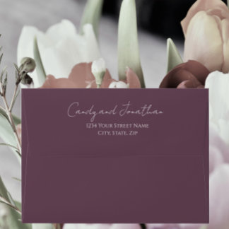 Eggplant Simple Style Modern Script Wedding Envelope
