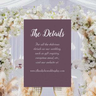 Eggplant Simple Style Wedding Details Enclosure Card