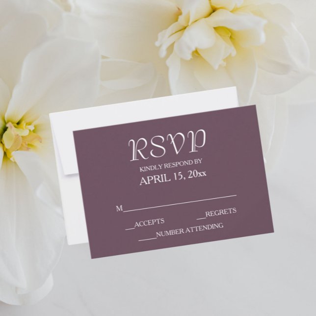 Eggplant Simple Style Wedding RSVP Card (In Situ Wedding)