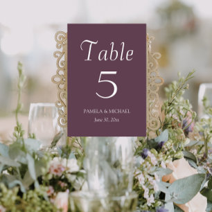 Eggplant Simple Style Wedding Table Number