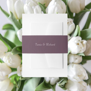 Eggplant Simple Stylized Name Wedding Invitation Belly Band