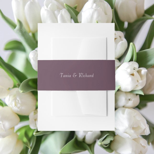 Eggplant Simple Stylized Name Wedding Invitation Belly Band (In Situ Wedding)