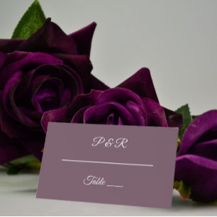 Eggplant Simple Stylized Script Wedding Place Card