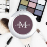 Eggplant Stylied Wedding Bridesmaid Mongram Compact Mirror<br><div class="desc">A personalized compact mirror for your wedding bridesmaid or maid of honour that has her initial and name stylized on an trendy,  eggplant colour background. Edit to replace initial and name. Select your compact mirror style.</div>