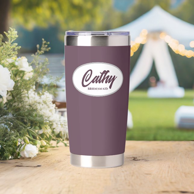 Eggplant Stylized Wedding Bridesmaid Insulated Tumbler (Wedding (Rotated))