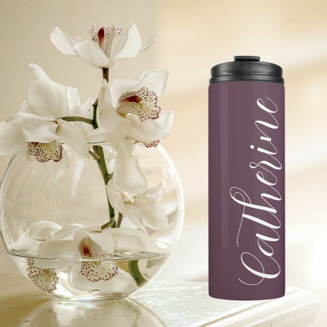 Eggplant Stylized Wedding Bridesmaid Thermal Tumbler (In Situ)