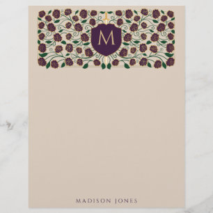 Eggplant Sword & Shield Medieval Fantasy Monogram Letterhead