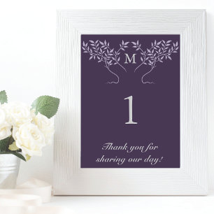 Eggplant Tree of Life Wedding Table Number