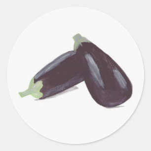 Eggplant vegetable watercolor food chef kitchen  classic round sticker