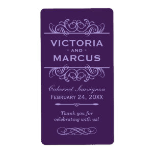 Eggplant Wedding Wine Bottle Monogram Favour
