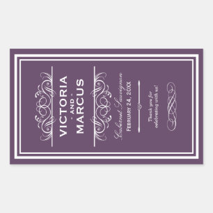 Eggplant Wedding Wine Bottle Monogram Favour Sticker
