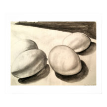 Eggs, a still life, in charcoal