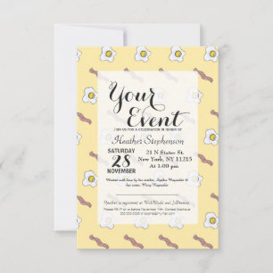 Eggs and Bacon Breakfast Foodie Funny Pattern Invitation