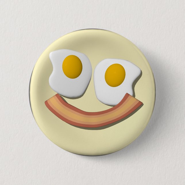 Eggs and bacon face . 2 inch round button (Front)