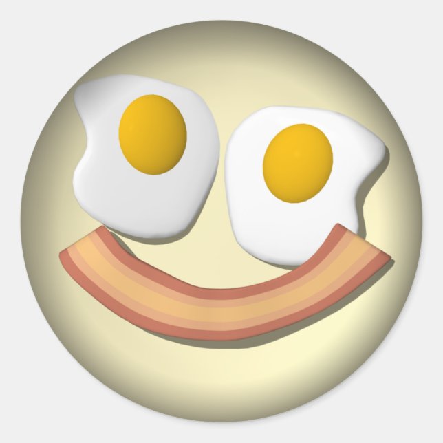 Eggs and bacon face . classic round sticker (Front)