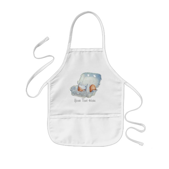 Eggs and broken eggshell in egg box still life art kids apron (Front)