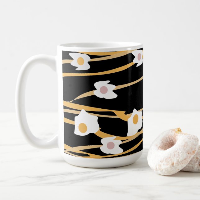Eggs and Noodles Dinner Pattern  Coffee Mug (With Donut)