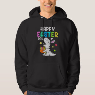 Eggs Basket Bunny T Rex Dinosaur Happy Easter Day Hoodie