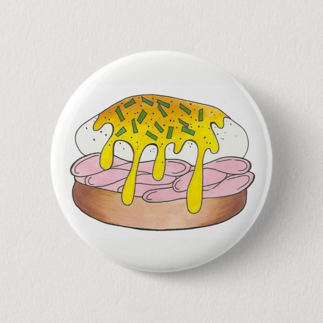 Eggs Benedict Breakfast Diner Food Foodie Ham 2 Inch Round Button (Front)