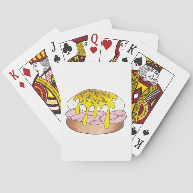 Eggs Benedict Breakfast Diner Food Foodie Ham Playing Cards (Back)