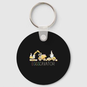 Eggs Cavator Construction Vehicle Happy Easter Day Keychain