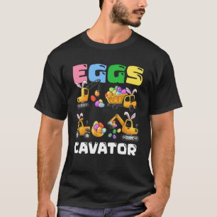 Eggs Cavator Easter Bunny Construction Trucks Boys T-Shirt