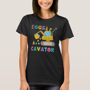 Eggs Cavator Easter Bunny Excavator Cute Boys Kids T-Shirt
