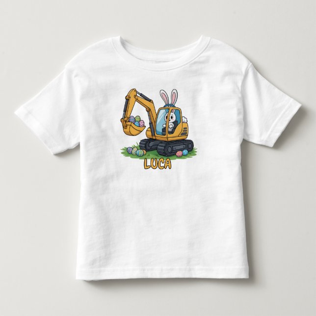 Eggs-Cavator Toddler Easter Egg T-Shirt (Front)
