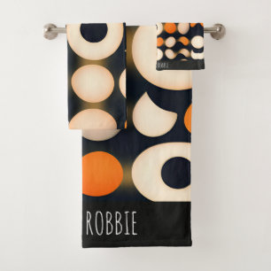 Eggs Circles Orange Abstract Pattern Bath Towel Set