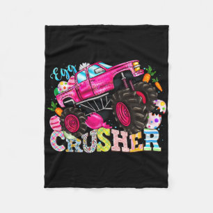 Eggs Crusher Easter Day Monster Truck Kids Spring  Fleece Blanket