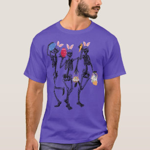 Eggs Easter Day Skeletons Dancing Bunny Ear 2002 T-Shirt
