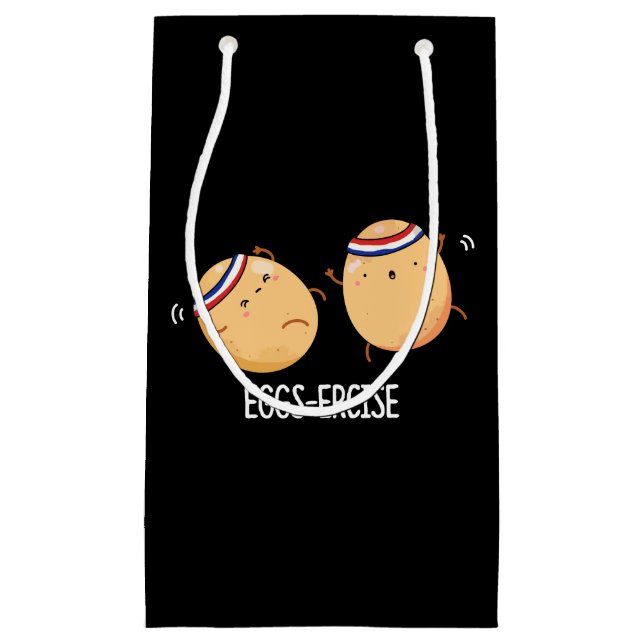 Eggs-ercise Funny Aerobic Eggs Pun Dark BG Small Gift Bag (Front)