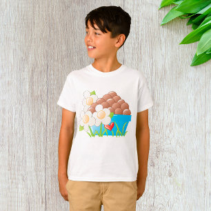 Eggs in Blue Bowl with Flowers and Heart T-Shirt
