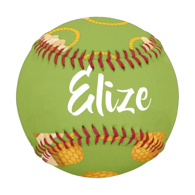 Eggs in brown basket on green baseball (Front)