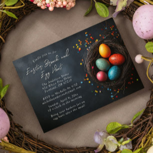Eggs in nest Easter Brunch and egg hunt Invitation