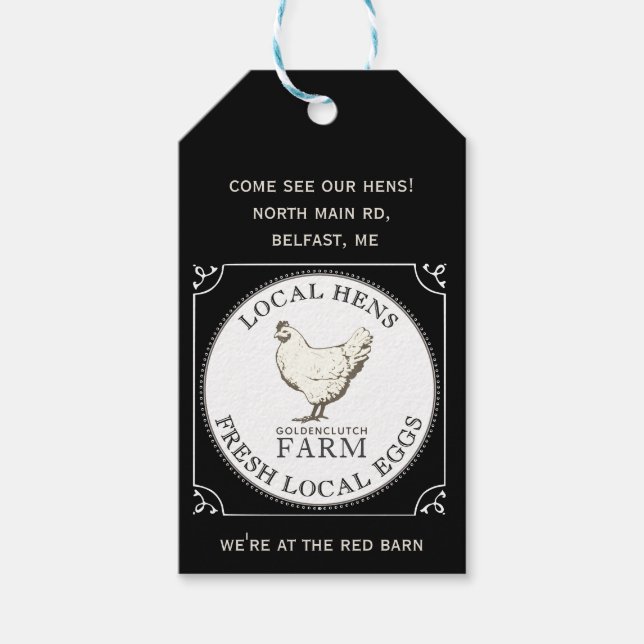 Eggs Promotional Product Tag Black  (Front)