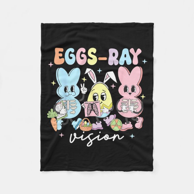 Eggs-Ray Vision Bunny Easter Technologist Xray Rad Fleece Blanket (Front)