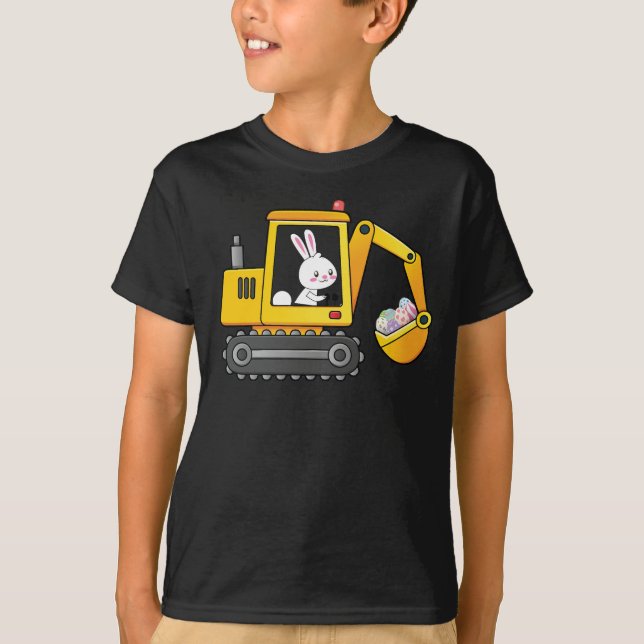 Eggscavator Construction Vehicle Easter Eggs Kids T-Shirt (Front)
