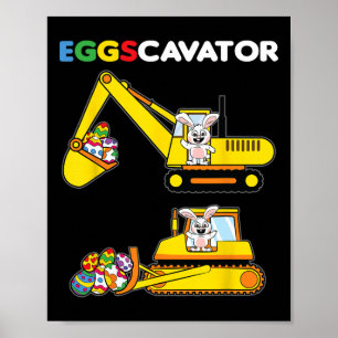 Eggscavator Easter Bunny Rabbit Egg Hunting Heavy  Poster