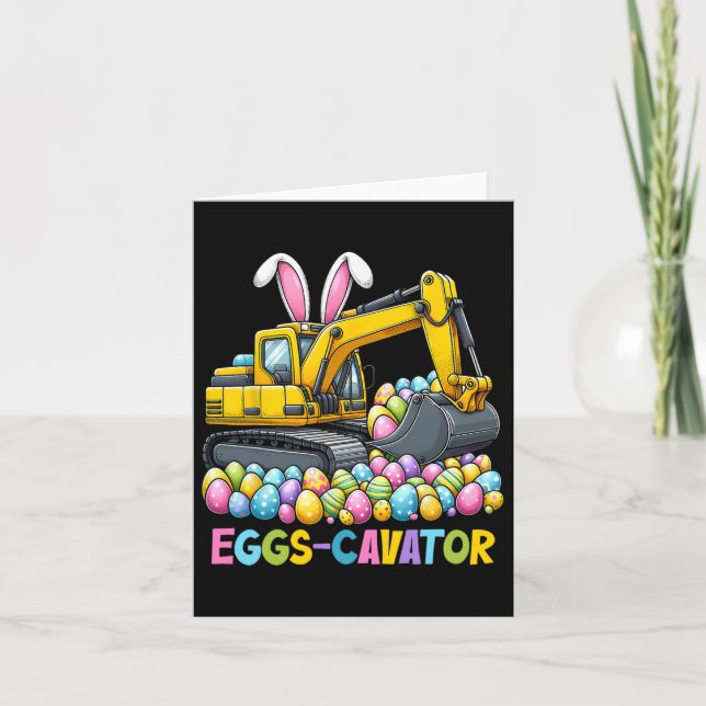 Eggscavator Easter Egg Hunt Construction Trucks To Card (Front)