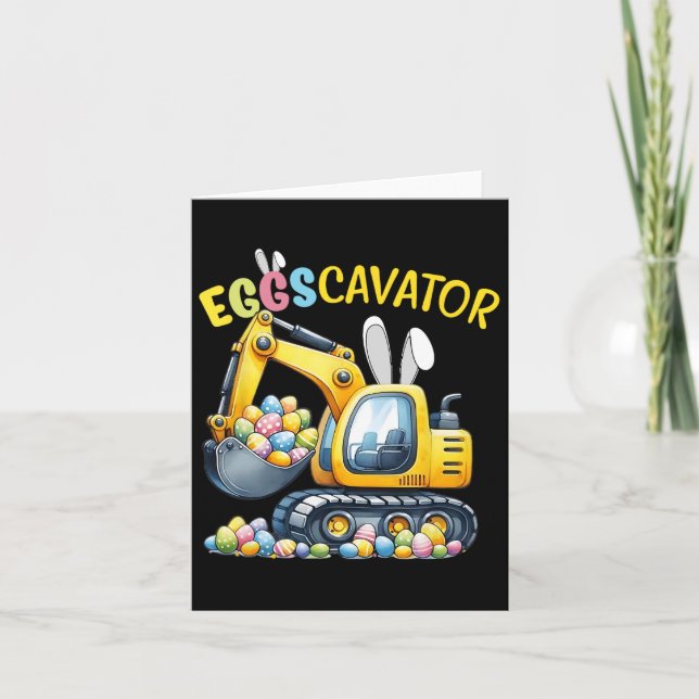 Eggscavator Easter Egg Hunt Construction Trucks To Card (Front)