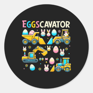 Eggscavator Easter Egg Hunt Construction Trucks To Classic Round Sticker
