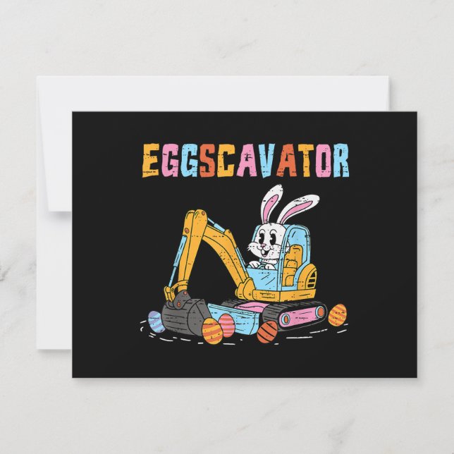 Eggscavator Easter Egg Hunt Construction Trucks To Invitation (Front)