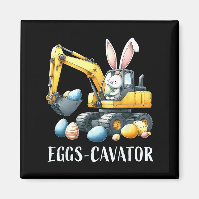 Eggscavator Easter Egg Hunt Construction Trucks To Magnet (Front)