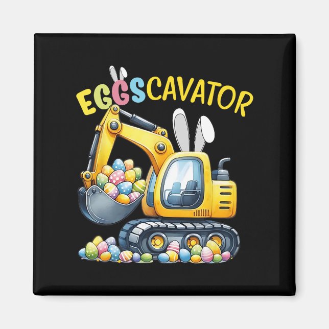 Eggscavator Easter Egg Hunt Construction Trucks To Magnet (Front)